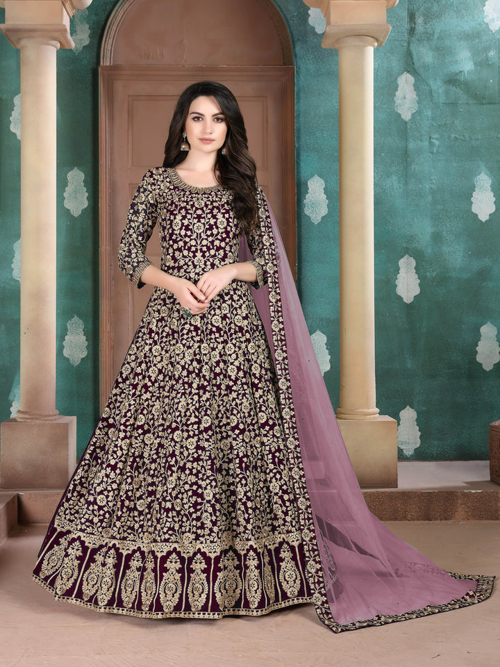 Captivating purple salwar suits perfect for festive celebrations, featuring elegant embroidery and a stylish design.