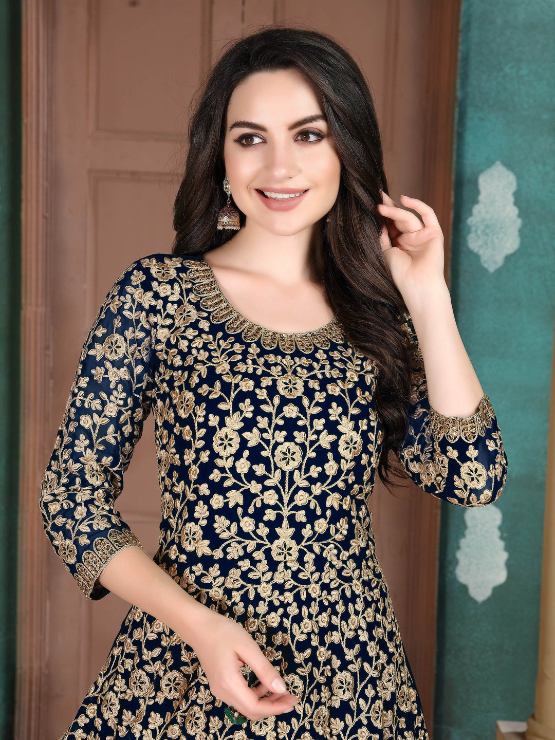 Beautifully crafted navy blue kurta pajama, ideal for weddings and celebrations with luxurious comfort and style.