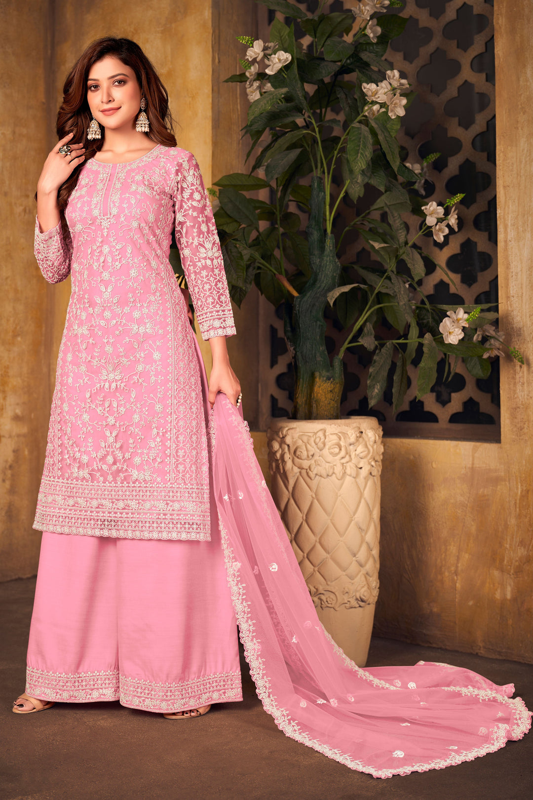 Elegant light pink salwar kameez, USA exclusive traditional wear