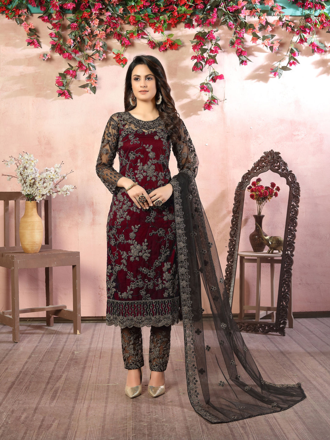 Maroon salwar kameez for USA, perfect designer ethnic wear