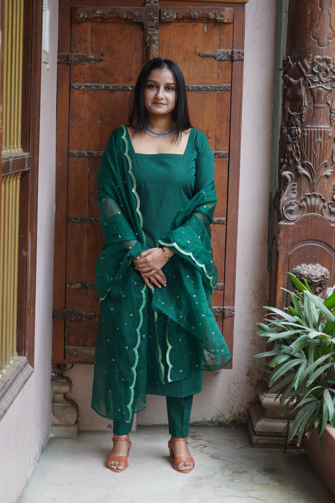 Elegant bottle green designer salwar suit set, perfect for festive occasions and celebrations.