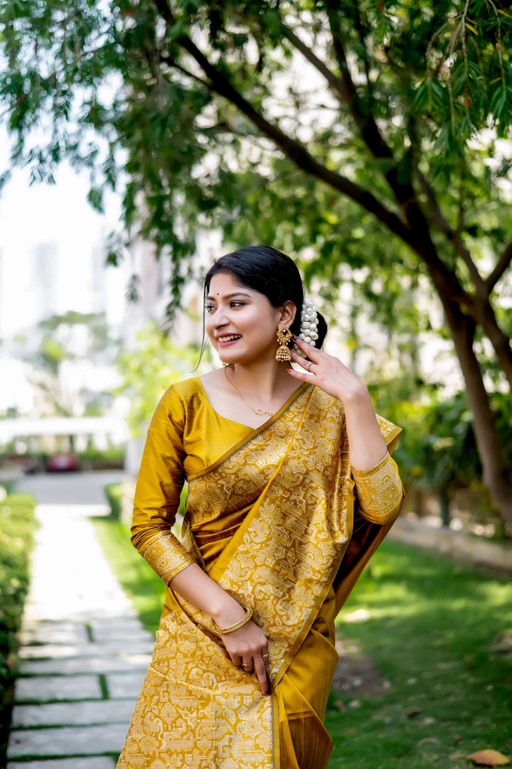 Timeless lavender-dream handloom raw silk saree with intricate weaving pallu and blouse piece, perfect for traditional ceremonies.