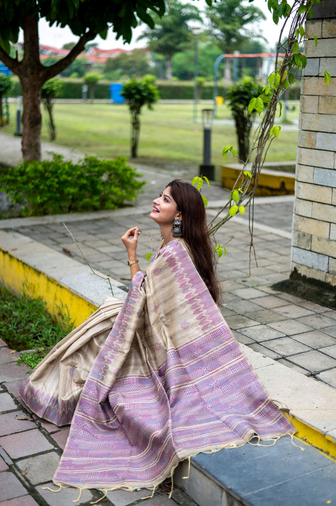 Gorgeous pink Tussar silk saree with intricate weaving and a luxurious pallu design, ideal for traditional celebrations.