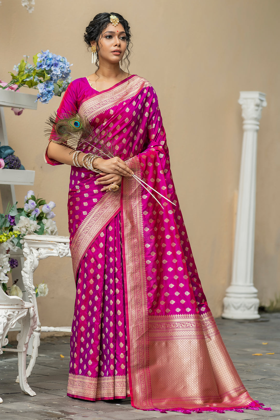 Elegant Soft Banarasi Katan silk saree with intricate zari weaves and beautiful pallu