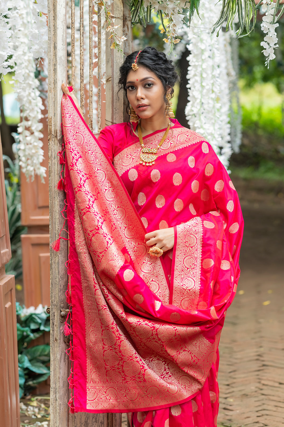 Banarasi Katan silk saree with all-over zari weaving and a woven pallu