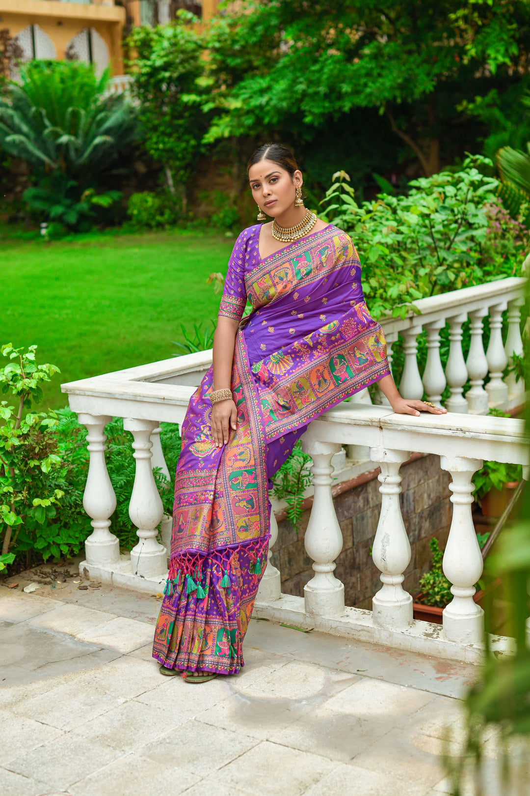 Soft Kashmiri Pashmina silk saree with stunning Meena weaving and fancy pallu