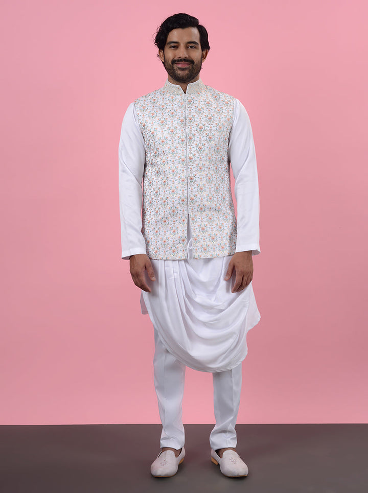 Step into style with this White Kurta Set with Koti, ideal for modern celebrations.