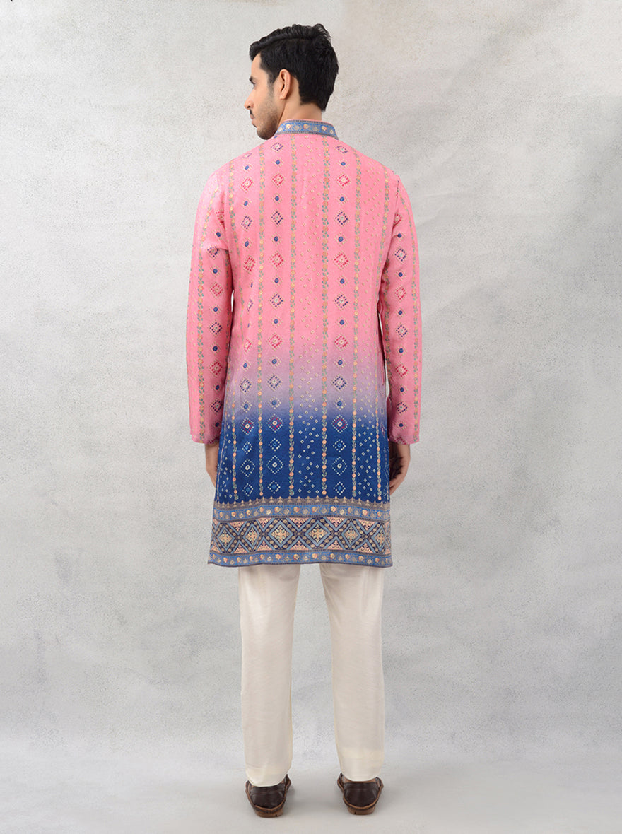 Elegant and stylish, this pink kurta pajama offers a touch of sophistication for any event.