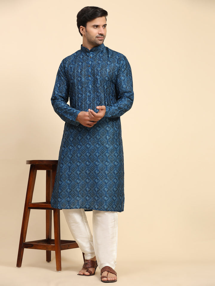 Azure Blue kurta pajama for men, perfect for Sangeet celebrations and festive wear.