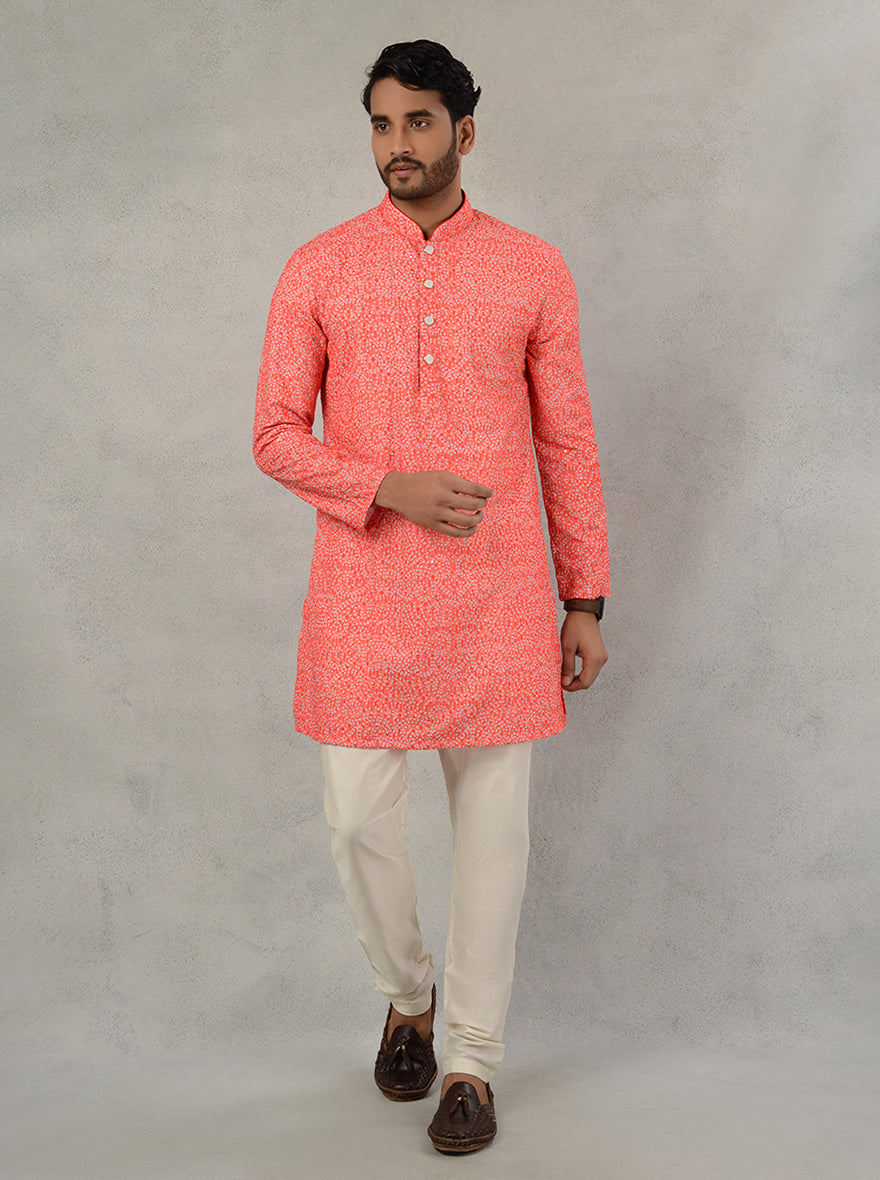 Traditional silk blend kurta pajama for men, perfect for Ganesh Pooja.