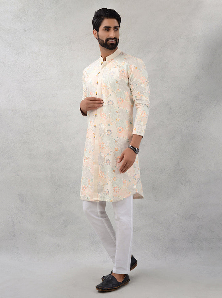 Stylish Beige Kurta Pajama for Men’s Ethnic Wear