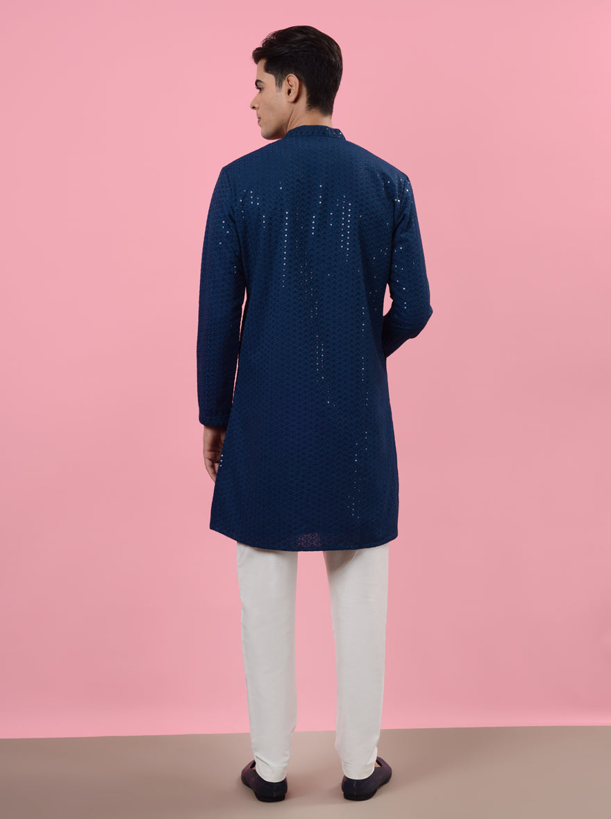 Comfortable blue kurta pajama for men, ideal for enhancing your festive wardrobe in the USA.