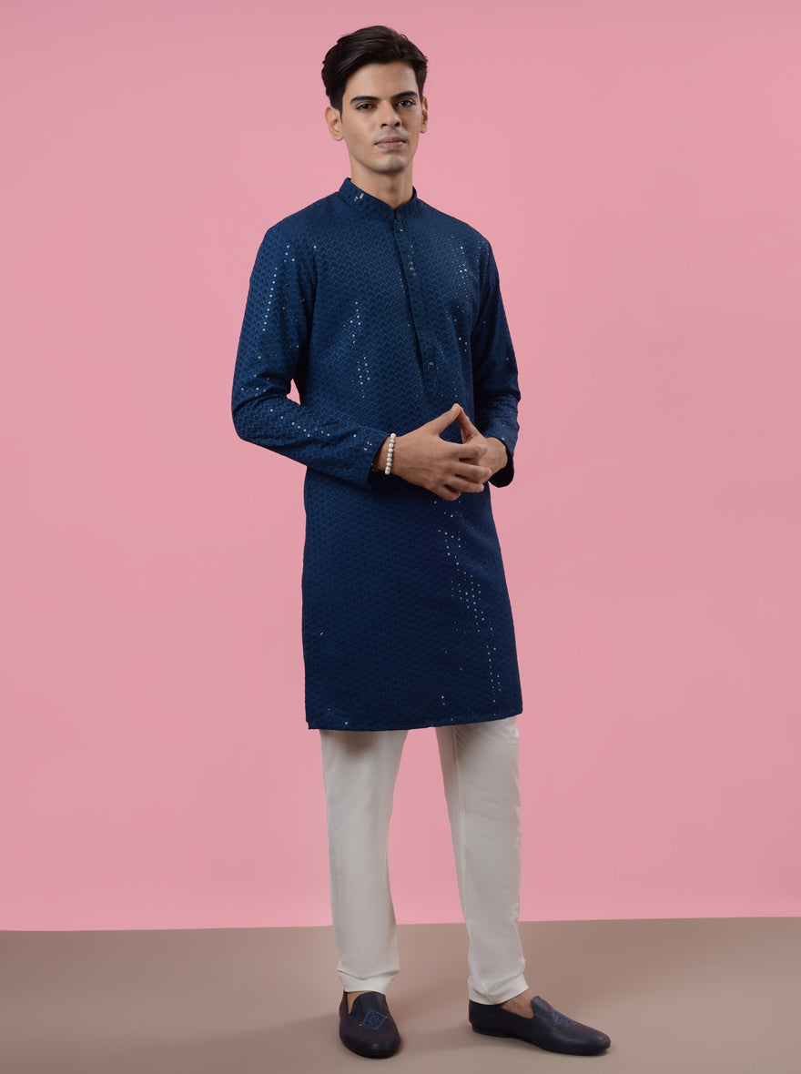 Celebrate in style with our blue kurta pajama, perfect for your friend’s engagement in the USA.