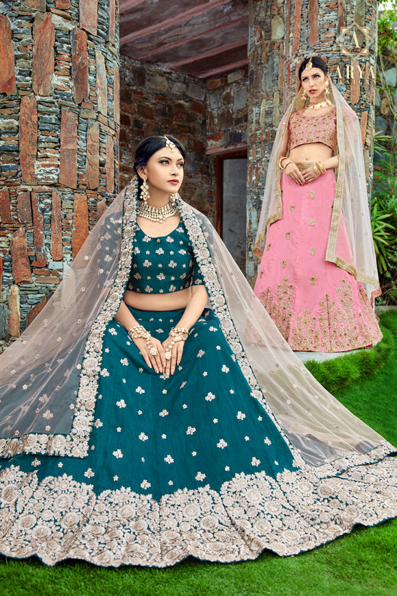 Party Wear Lehenga | Dark Green Indian Lehenga Choli Set