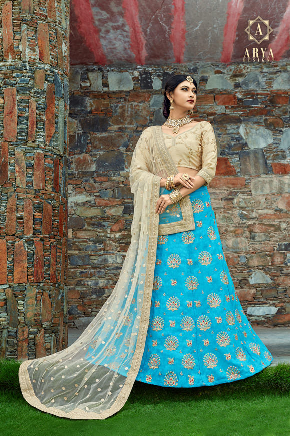 Sky Blue Lehenga Choli Set for Women | Bridal Lehenga Choli