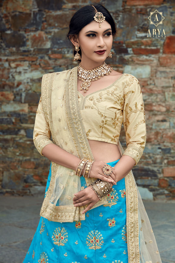 Sky Blue Lehenga Choli Set for Women | Bridal Lehenga Choli