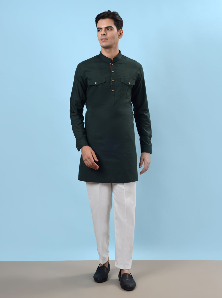 Elegant green kurta pajama, perfect for merging comfort with style in the USA.