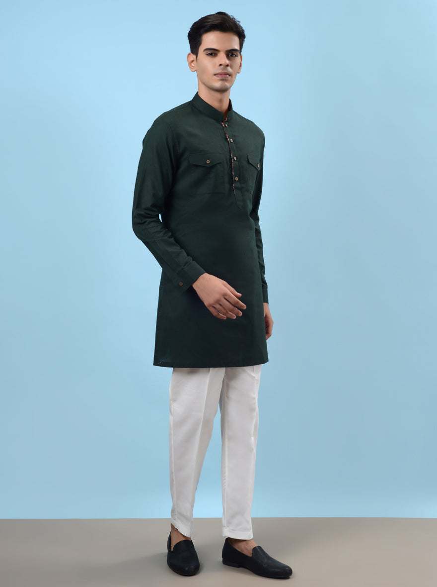 Celebrate in comfort with our green kurta pajama, perfect for festive events in the USA.