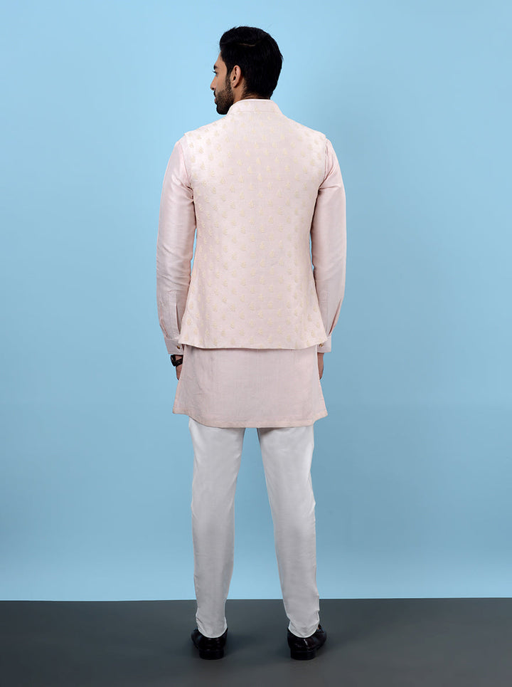 Experience luxury and comfort with this Pink Kurta Set for men.