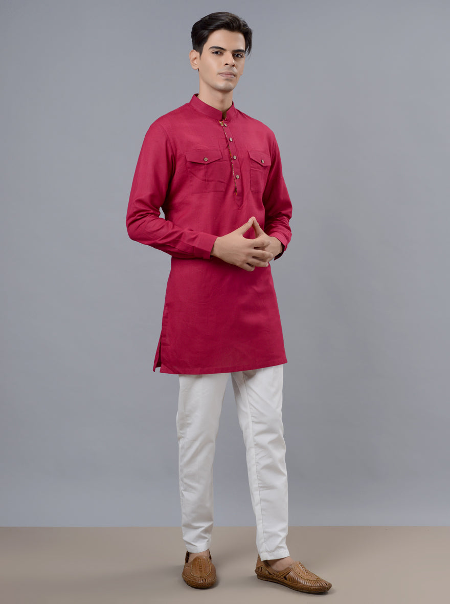 Pink kurta pajama for men, combining modern fashion with traditional charm in the USA.