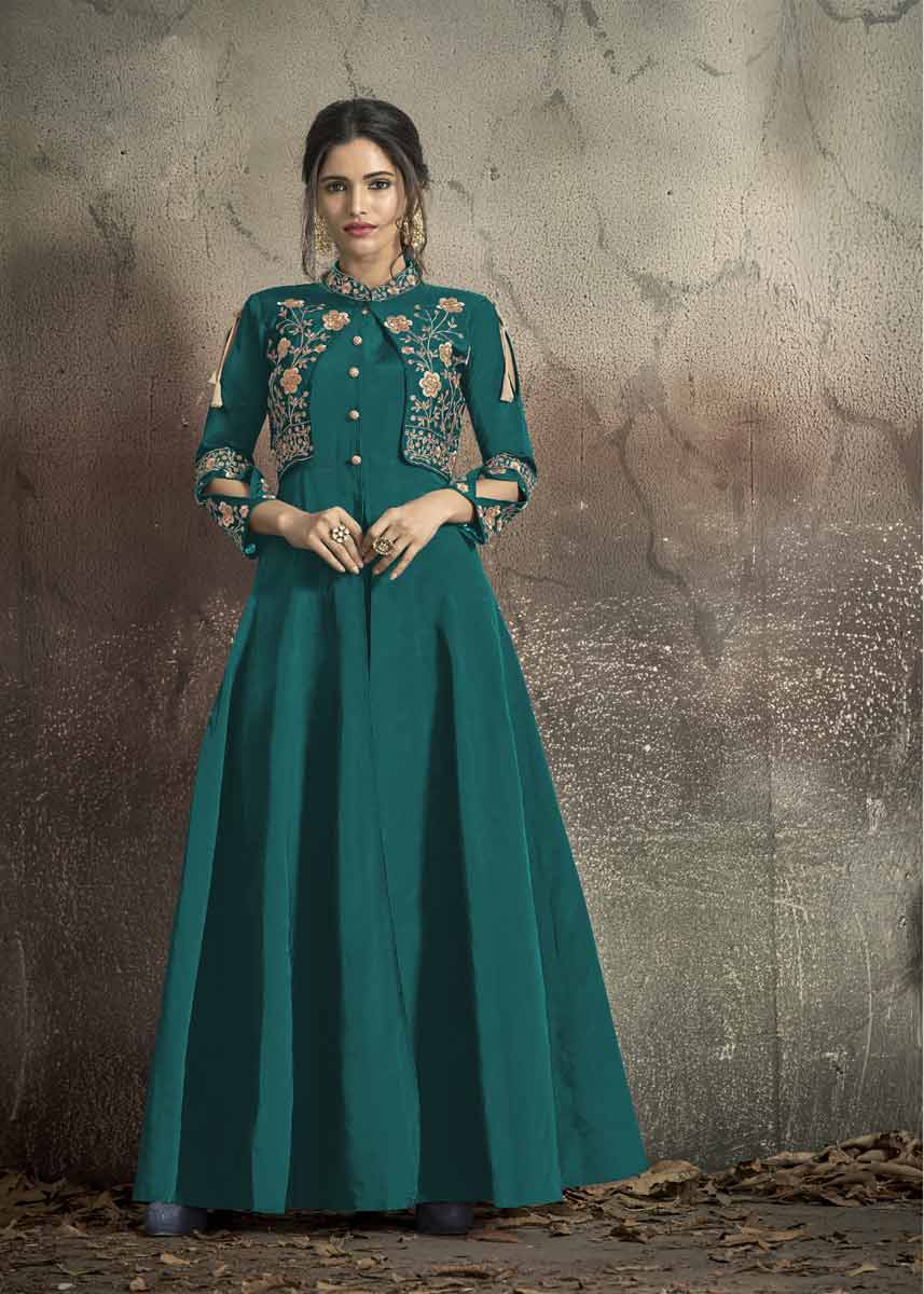 Elegant Embroidered Taffeta Dress | Three-Quarter Sleeves for Every Occasion