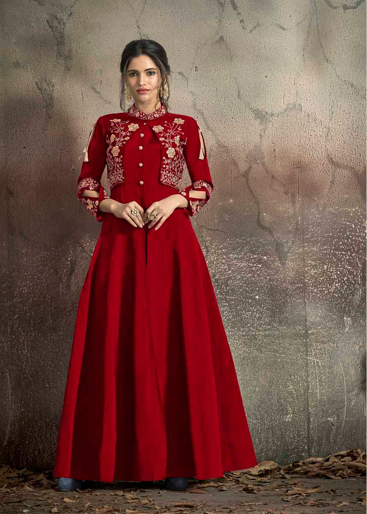 Elegant Embroidered Taffeta Dress | Three-Quarter Sleeves for Every Occasion