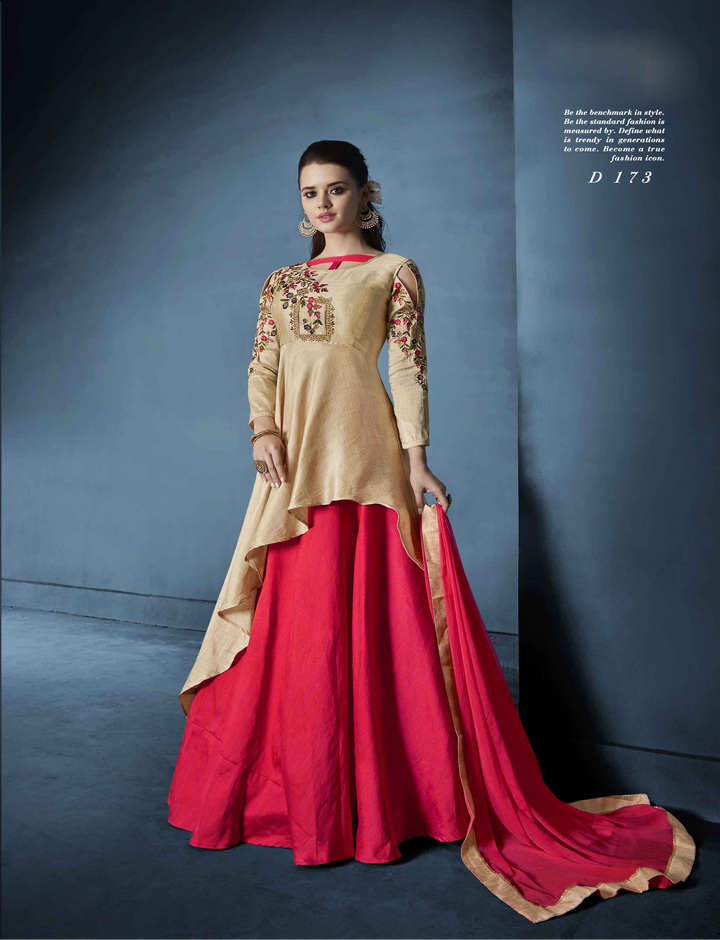 Graceful Cream Morvi Silk Gown with Taffeta Bottom | Accentuated by a Nazneen Dupatta