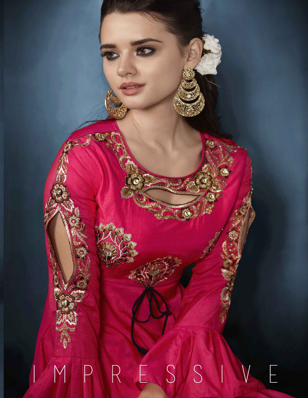 Stylish Taffeta Pink Gown Featuring Dull Santoon Bottom | Highlighting a Stunning