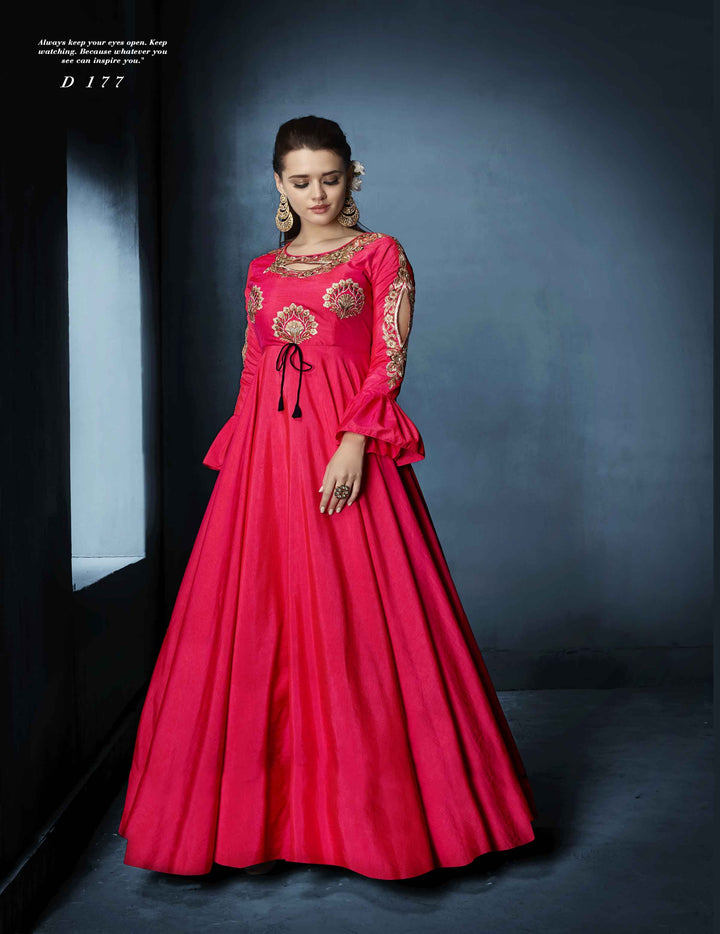 Stylish Taffeta Pink Gown Featuring Dull Santoon Bottom | Highlighting a Stunning