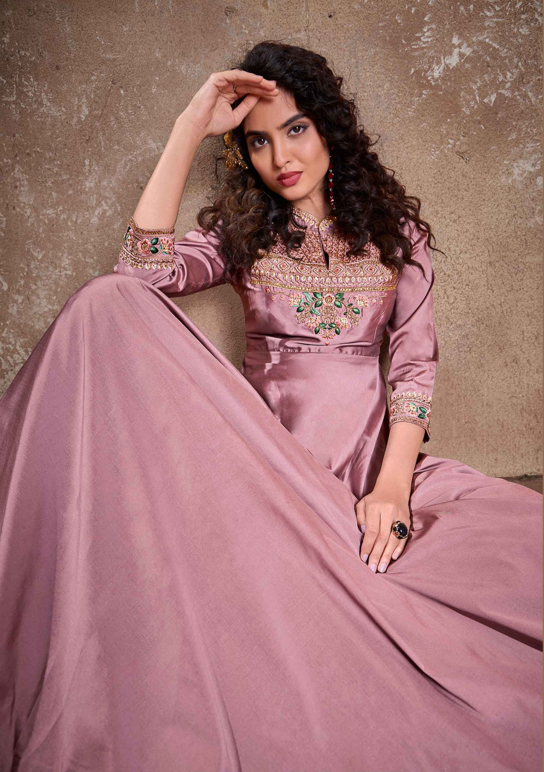 Classic Lavender Gown | Triva Silk Fabric and Dupatta with Lace Detailing