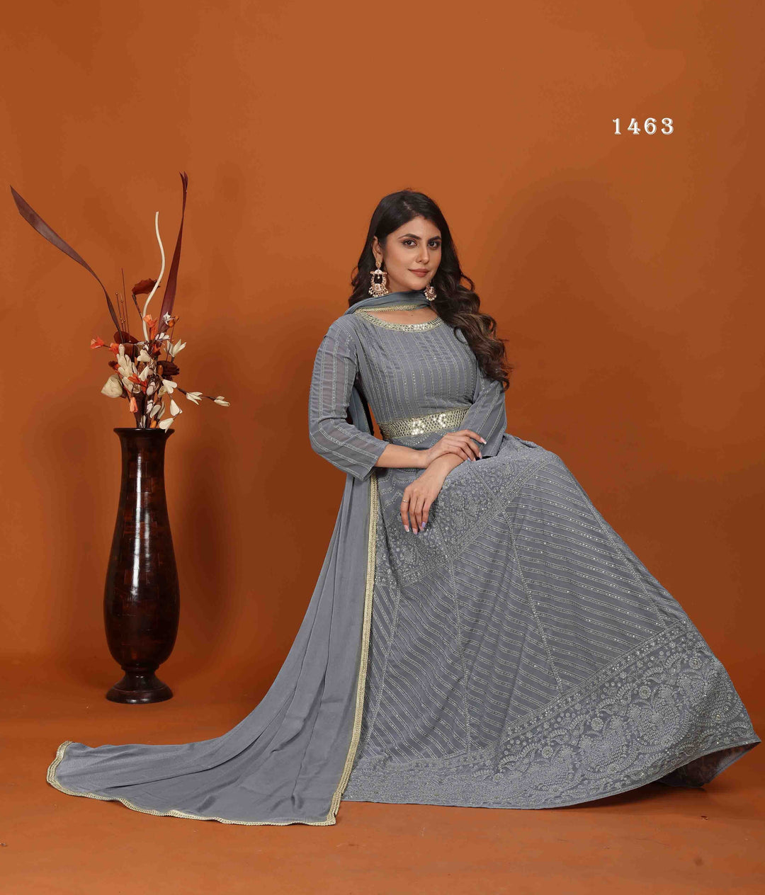 Fox Anarkali Gown | Heavy Embroidery & Najmin Lace Dupatta for festivals