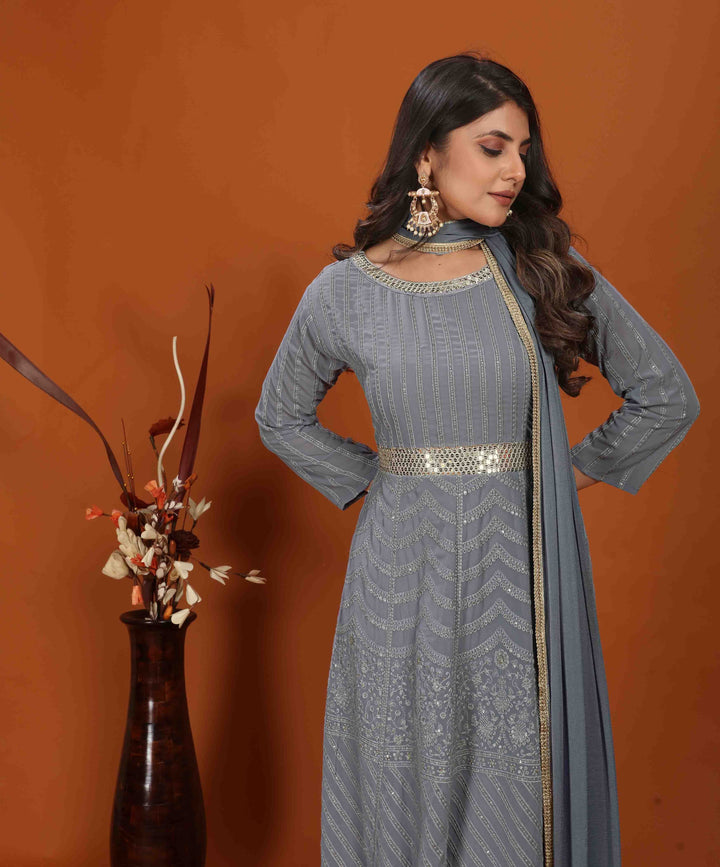 Fox Anarkali Gown | Heavy Embroidery & Najmin Lace Dupatta for festivals