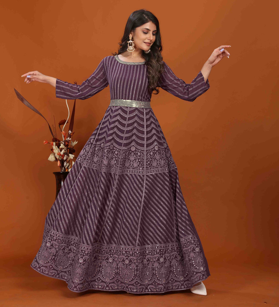 Fox Anarkali Gown | Heavy Embroidery & Najmin Lace Dupatta for festivals