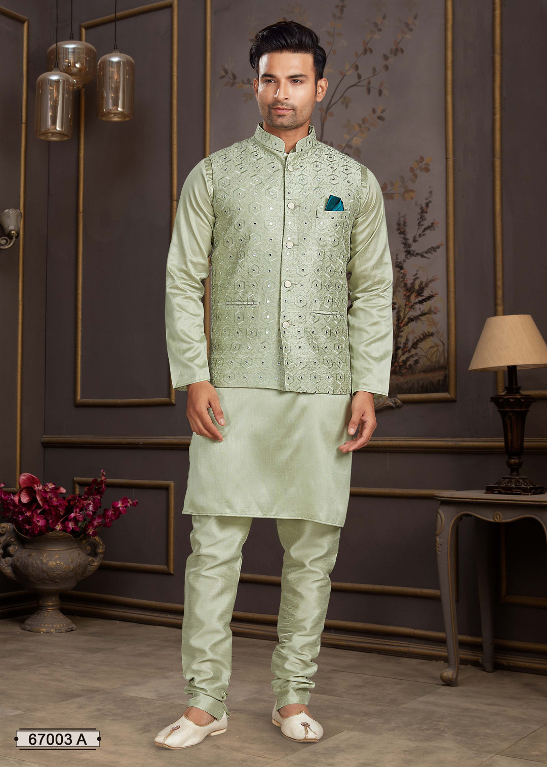 Estela Silk Jacket Kurta Pajama Set | Traditional Indian Wear Collection