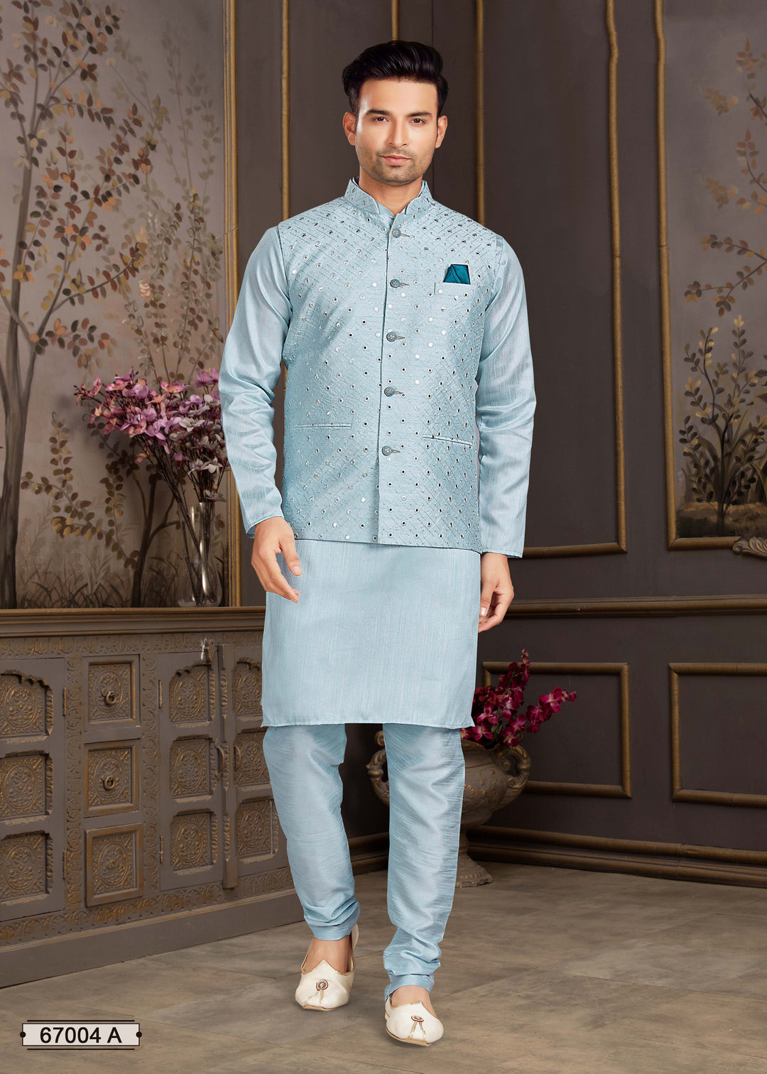 Estela Silk Jacket Kurta Pajama Set | Traditional Indian Wear Collection