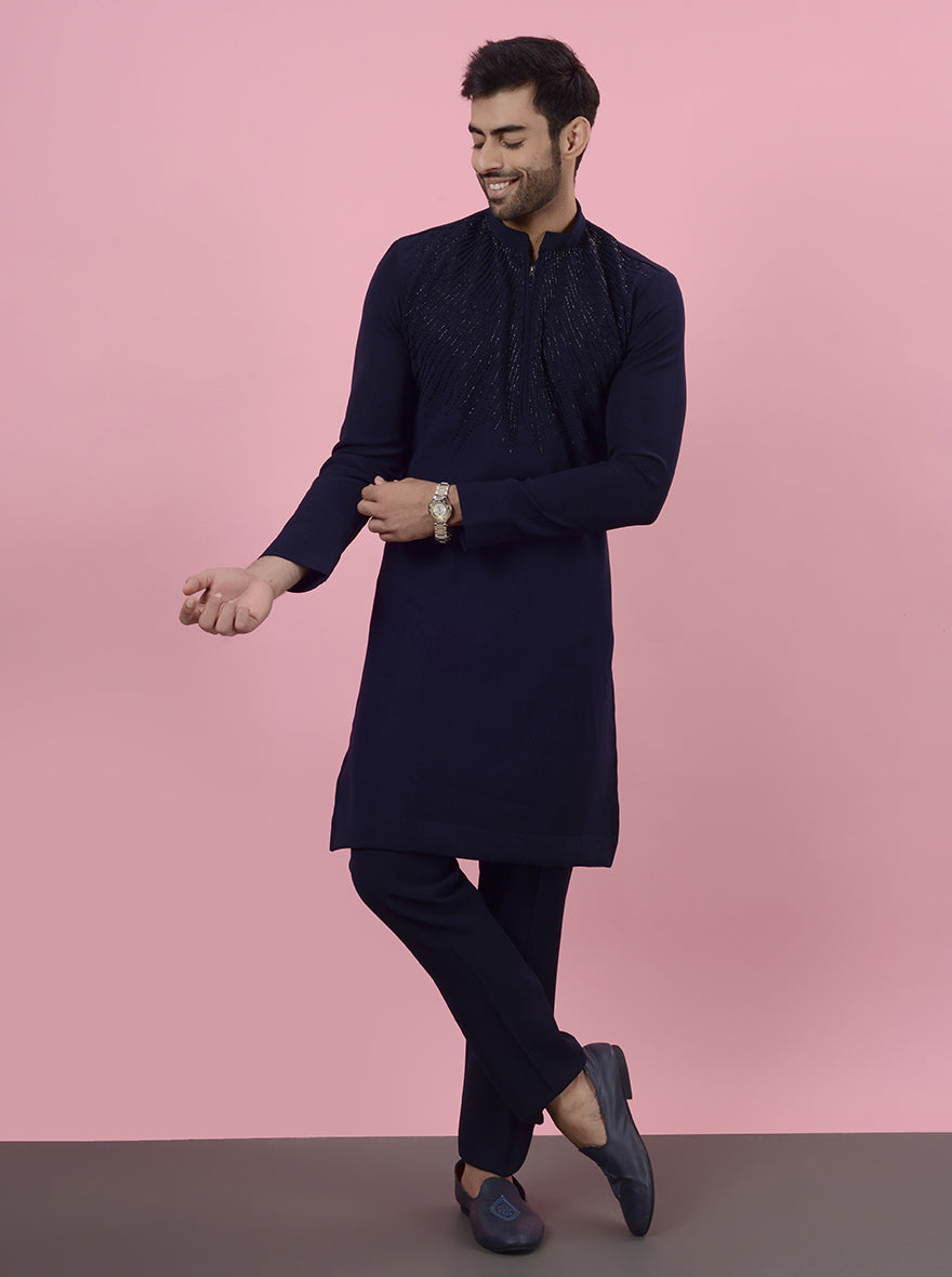 Perfect for special events, this Navy Blue Kurta Pajama adds elegance to any occasion.