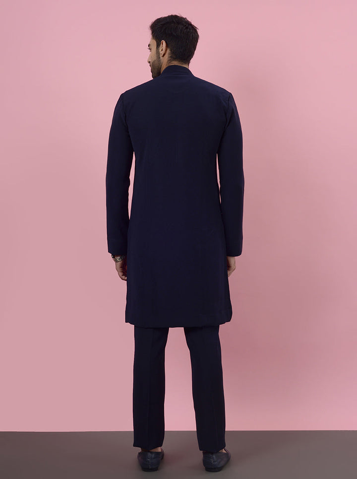 Embrace sophistication with this chic Navy Blue Kurta Pajama for festive gatherings.