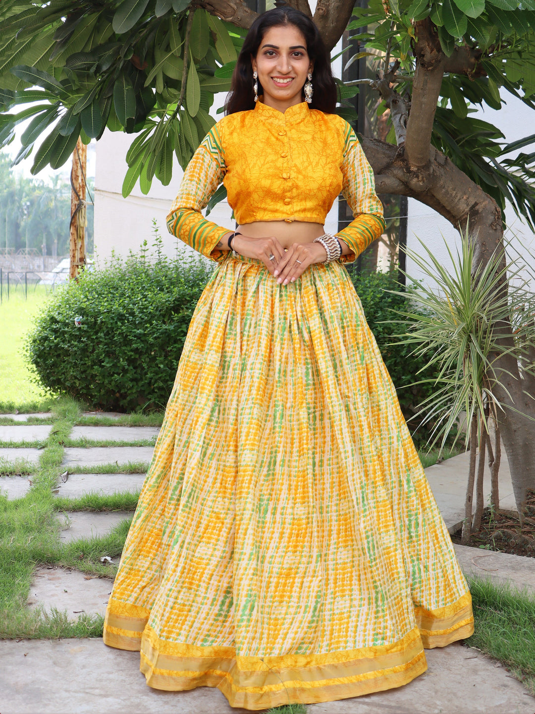 Vibrant Yellow Silk Lehenga | Intricate Digital Print