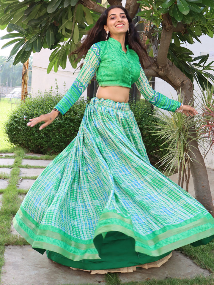 Stunning Teal Green Lehenga | Digital Print Work for a Traditional Look