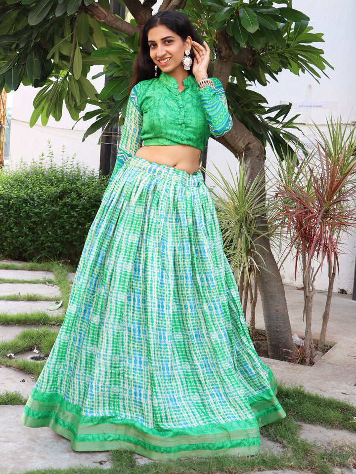 Stunning Teal Green Lehenga | Digital Print Work for a Traditional Look