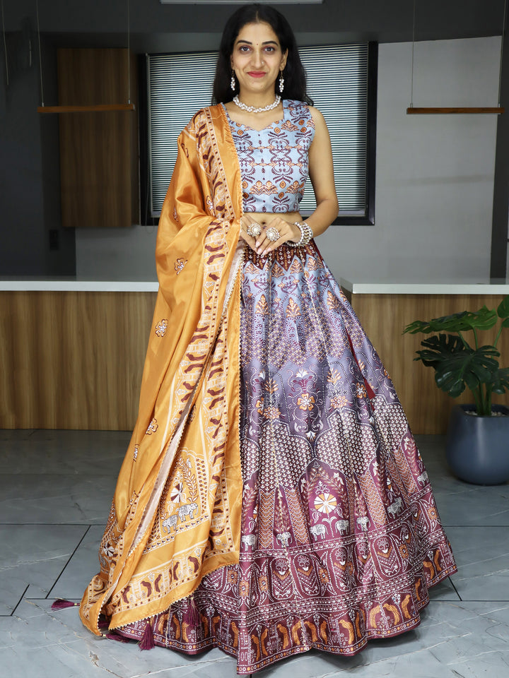 Chic Grey Lehenga for Women | Art Silk Lehenga with Matching Blouse