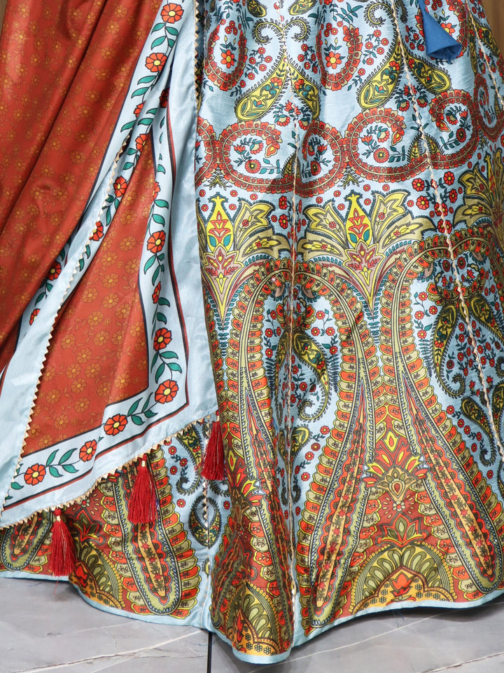 Vibrant Multi-Color Art Silk Lehenga | Intricate Gota Patti Work