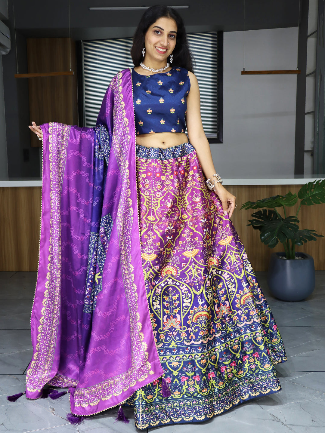 Festival-Ready Purple Lehenga | Intricate Gota Patti Work and Tassels