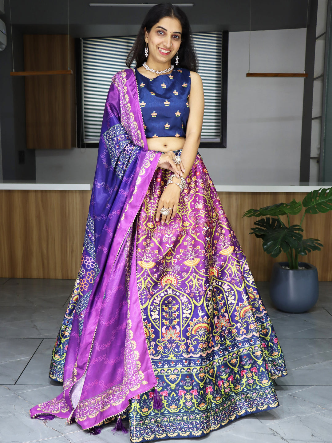 Festival-Ready Purple Lehenga | Intricate Gota Patti Work and Tassels