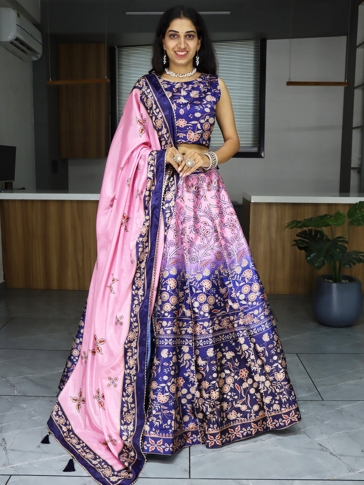 Precious Pink Digital Printed Art Silk Festival Wear Lehenga Choli