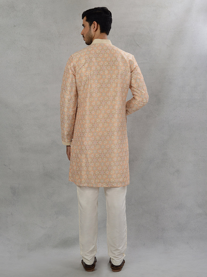 Classic Yellow Silk Kurta Pajama with Resham Work and Sequins, Ideal for Haldi Occasion