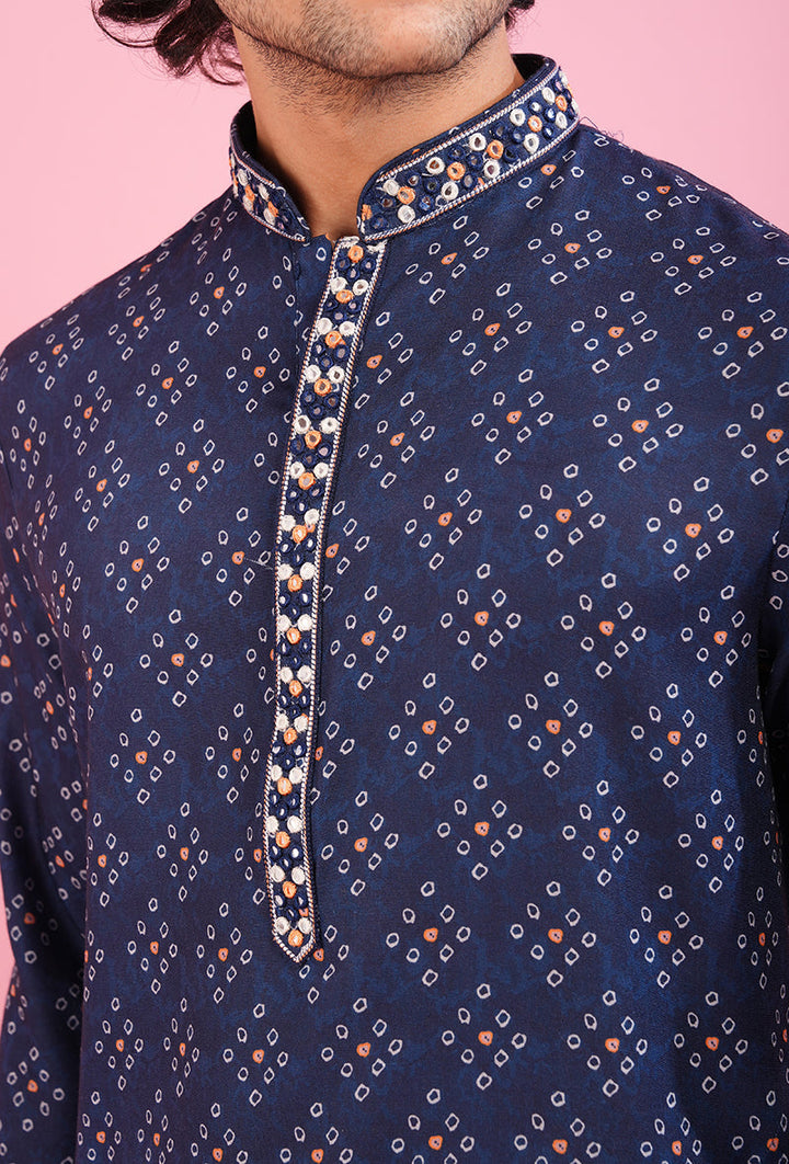 Elegant blue silk kurta pajama set for men with exquisite embroidery for cultural celebrations.