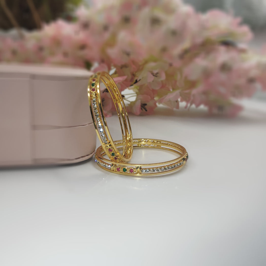 Gorgeous golden bangles designed to shine at any event.