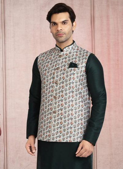 Opulent Grand Art Silk Gray  Kurta Pajama |  Enhance Your Look for Formal Events