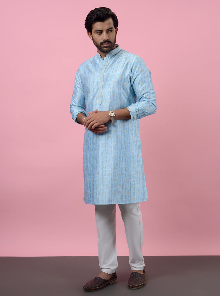 Ideal for festive moments, this Sea Blue Kurta Pajama enhances any look.